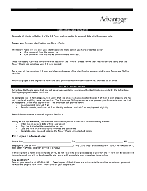 US I-9 Form Employee Instructions