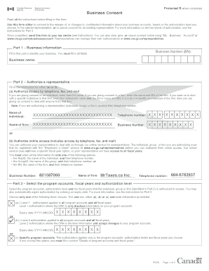 Canada Business Consent Form RC59