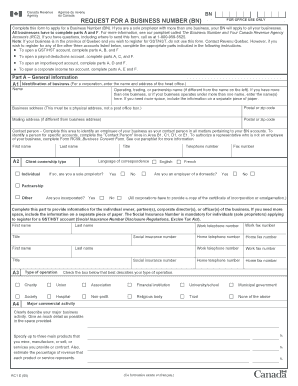 Canada Business Number Application Form