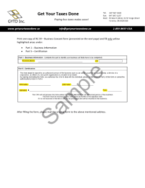 Canada Business Consent Form RC59