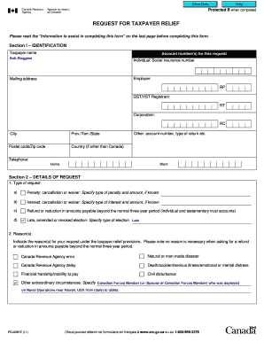 Canada Taxpayer Relief Request Form
