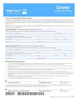 Adult Proxy Form for MyChart Access