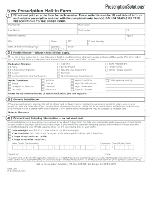 Prescription Solutions Mail Service Order Form