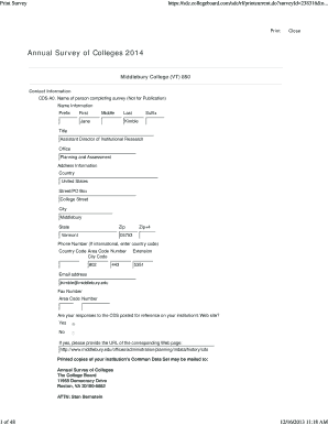 Annual Survey of Colleges 2014