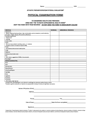 Athletic Preparticipation Physical Evaluation Form