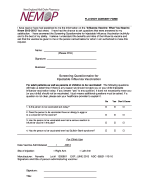 Flu Shot Consent Form