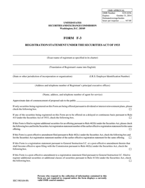 Form F-3 Registration Statement