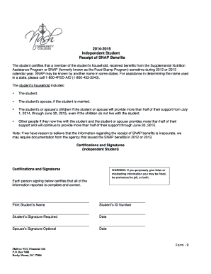 Independent Student SNAP Benefits Certification