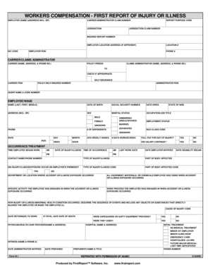 Workers Compensation First Report of Injury or Illness