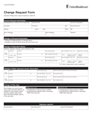 California Change Request Form