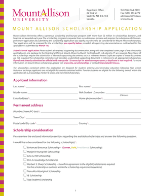 Mount Allison Scholarship Application