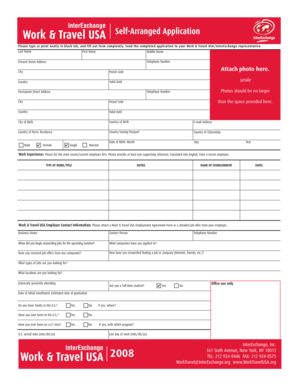 Work & Travel USA Application Form