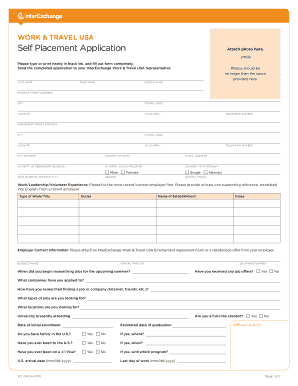 Work & Travel USA Self Placement Application