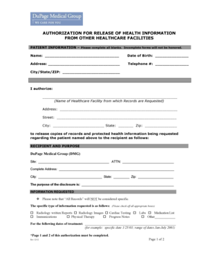 Authorization for Release of Health Information