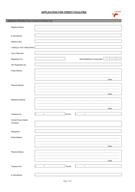 Application for Credit Facilities