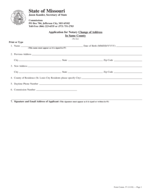 Missouri Notary Change of Address Application