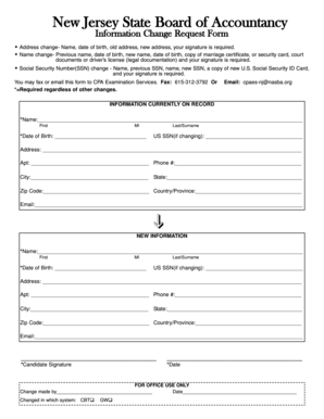New Jersey Accountancy Information Change Request Form