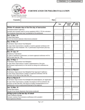 Certificated Counselor Evaluation Form