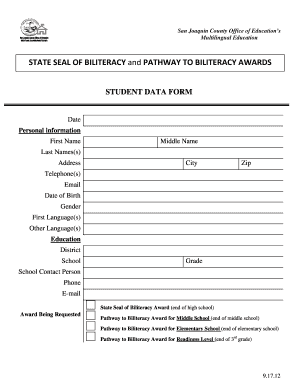 California State Seal of Biliteracy Student Data Form