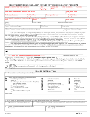 San Joaquin County Outdoor Education Program Registration