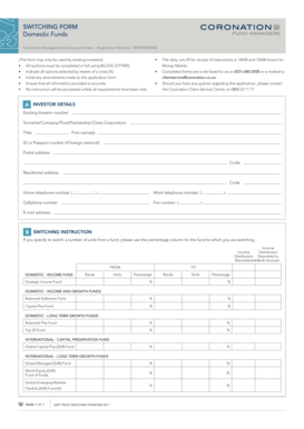 Unit Trust Switching Form
