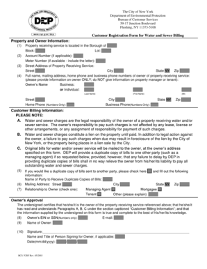 New York Water and Sewer Billing Registration Form