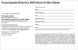 Encyclopaedia Britannica 2008 Deluxe Rebate Form