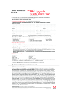 Adobe Photoshop Elements 7 Rebate Claim Form