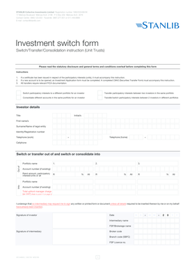 STANLIB Investment Switch Form