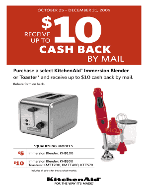KitchenAid Immersion Blender Toaster Rebate Form