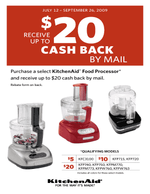 KitchenAid Food Processor Mail-In Rebate Form