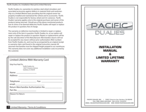 Pacific Dualies Wheel Simulator Installation Manual & Limited Warranty