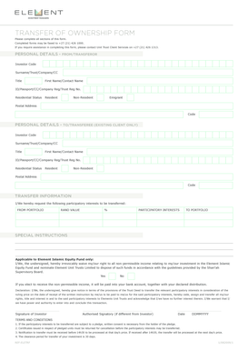 Transfer of Ownership Form