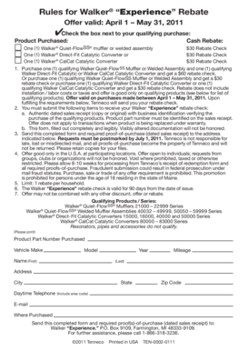 Walker Experience Rebate Form