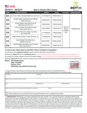 XFX Mail-In Rebate Form