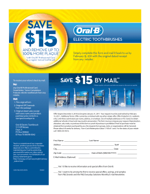 Oral-B Electric Toothbrush Rebate Form
