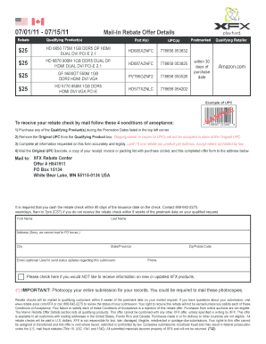 XFX Mail-In Rebate Form