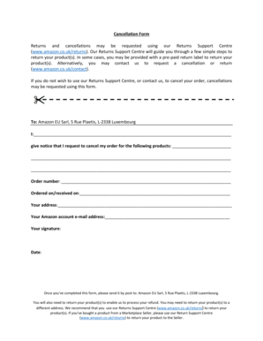 Amazon Cancellation Form