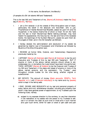 Shi‘ah Islamic Will and Testament