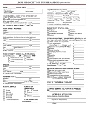 Legal Aid Society of San Bernardino Application Form