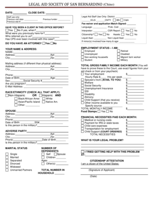 Legal Aid Society of San Bernardino Application Form