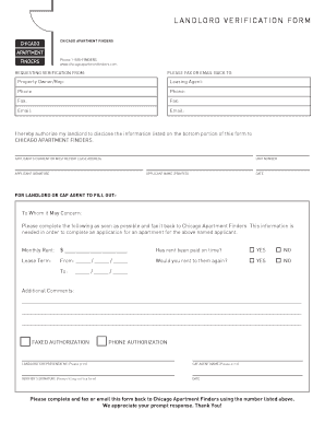 Landlord Verification Form