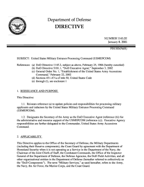 Fillable Online Department of Defense DIRECTIVE NUMBER 1145 Fax Email ...
