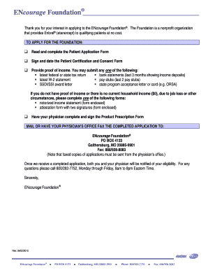 ENcourage Foundation Patient Application Form