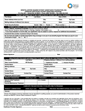 Bristol-Myers Squibb ORENCIA Patient Assistance Program Application