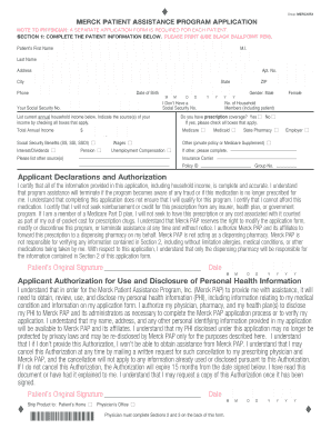 Merck Patient Assistance Program Application