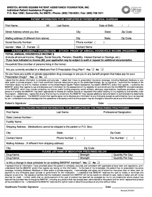 Bristol-Myers Squibb Patient Assistance Program Application