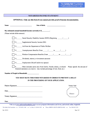 Notarized Income Statement