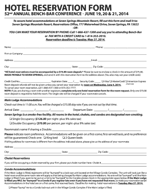 Seven Springs Resort Hotel Reservation Form - acba