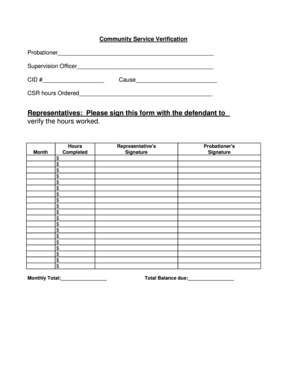 Community Service Verification Form